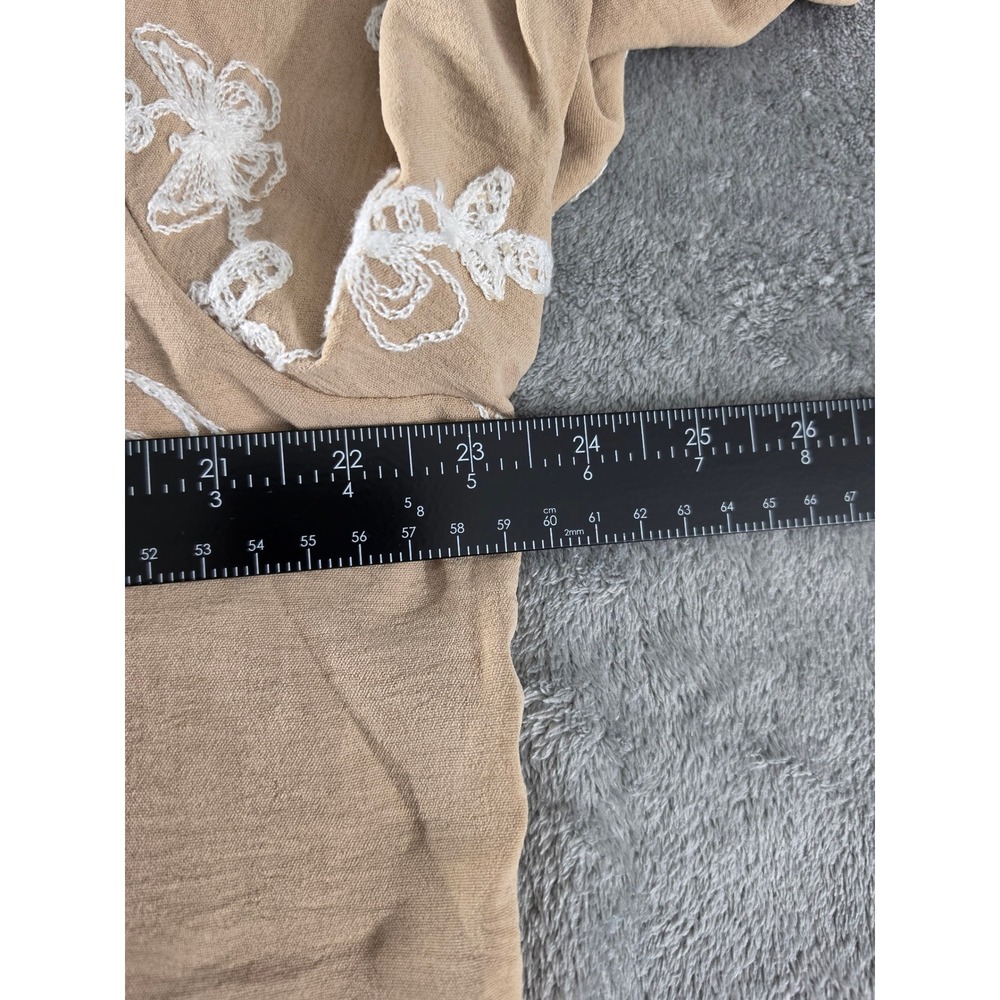Kindred Tan Embroidered Butterfly Floral Tunic Top Crochet Shoulder Boho NWT 2XL - Picture 6 of 8